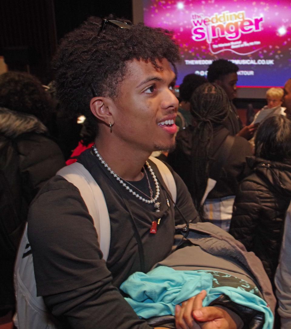 Nascimento Stevin of Brockton High School, who played a big role in "Charlie's Aunt," which just won the state championship from the Massachusetts Educational Theatre Guild, is excited to hear what the next play will be on Monday, March 25, 2024.