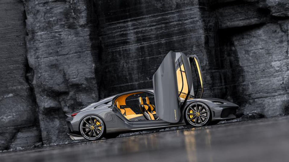 The Koenigsegg Gemera with its doors open