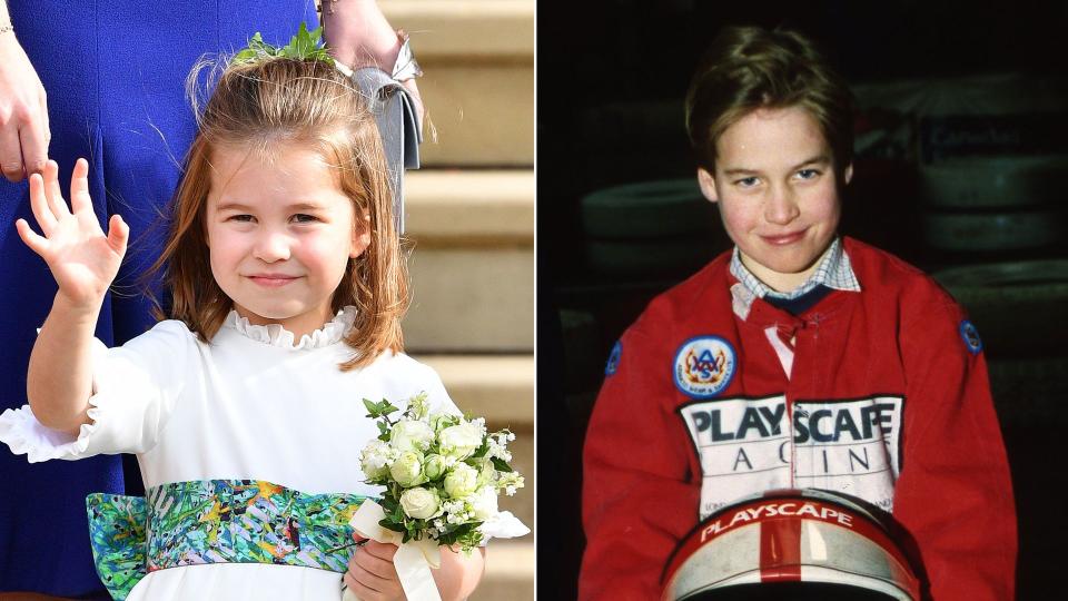 Split image of Princess Charlotte and Prince William as a child