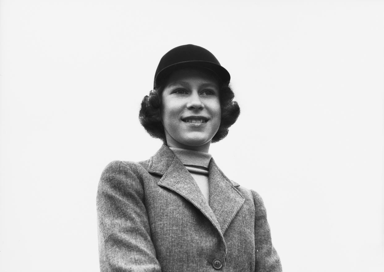 Princess Elizabeth in a riding habit and riding hat, Royal Lodge, Windsor, UK, April 1940.  (Photo by Lisa Sheridan/Hulton Archive/Getty Images)