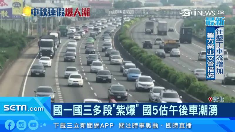 中秋連假登場，國道湧現出遊、返鄉車潮。