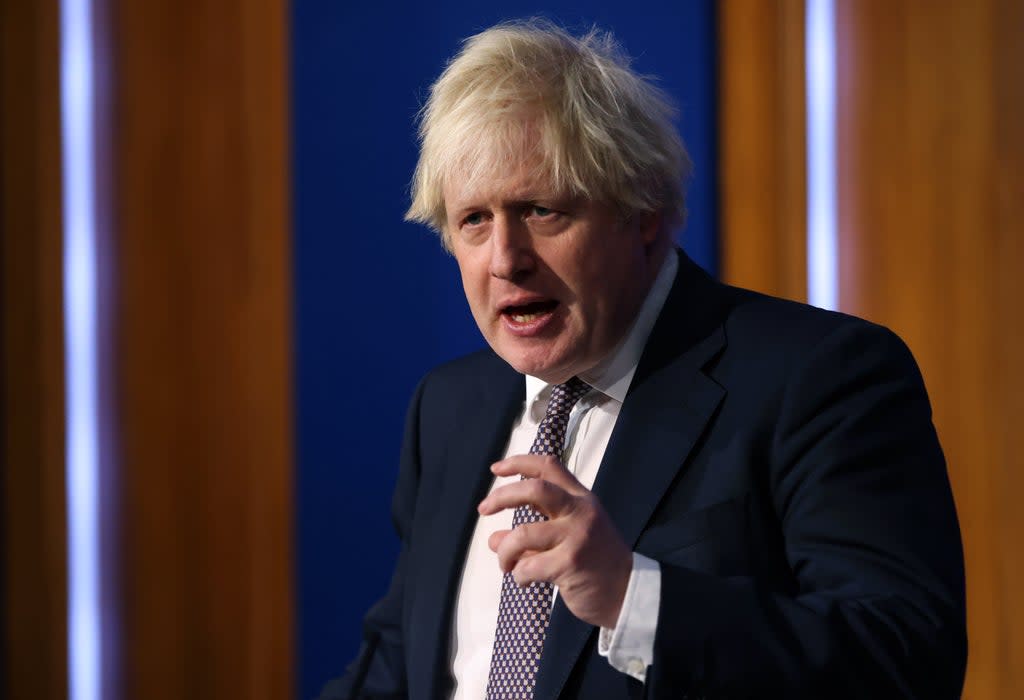 Prime Minister Boris Johnson during a media briefing in Downing Street, London (Hollie Adams/PA) (PA Wire)