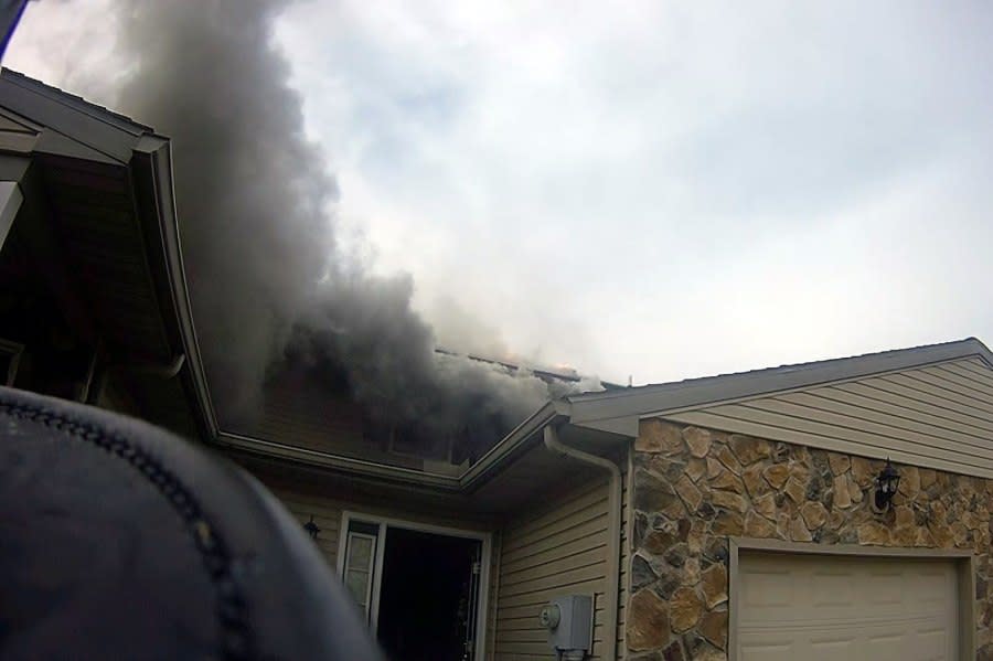 Smoke could be seen billowing from a townhome in Penn Township, York County on Saturday, April 13, 2024. (Photo Courtesy: Hanover Area Volunteer Fire & Rescue)