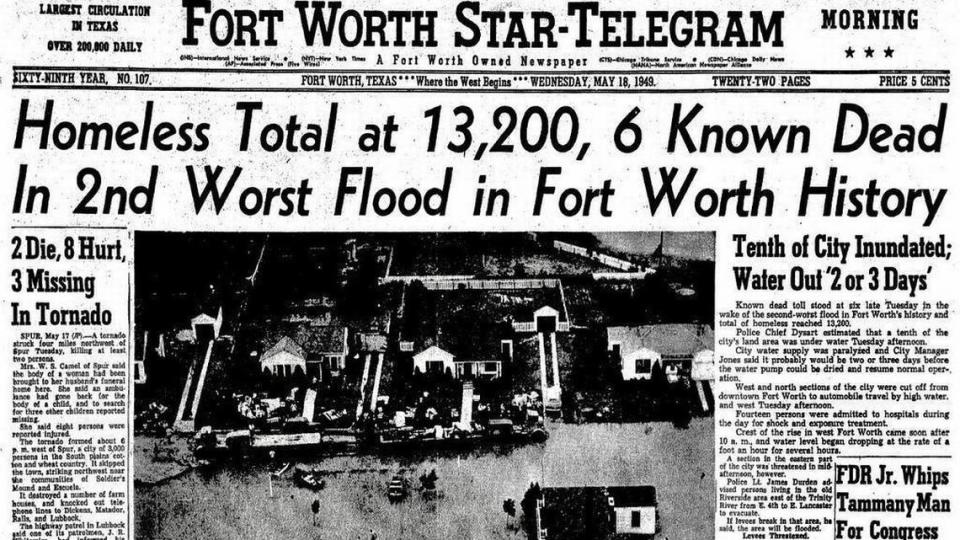 The Star-Telegram’s front page after the 1949 flood.