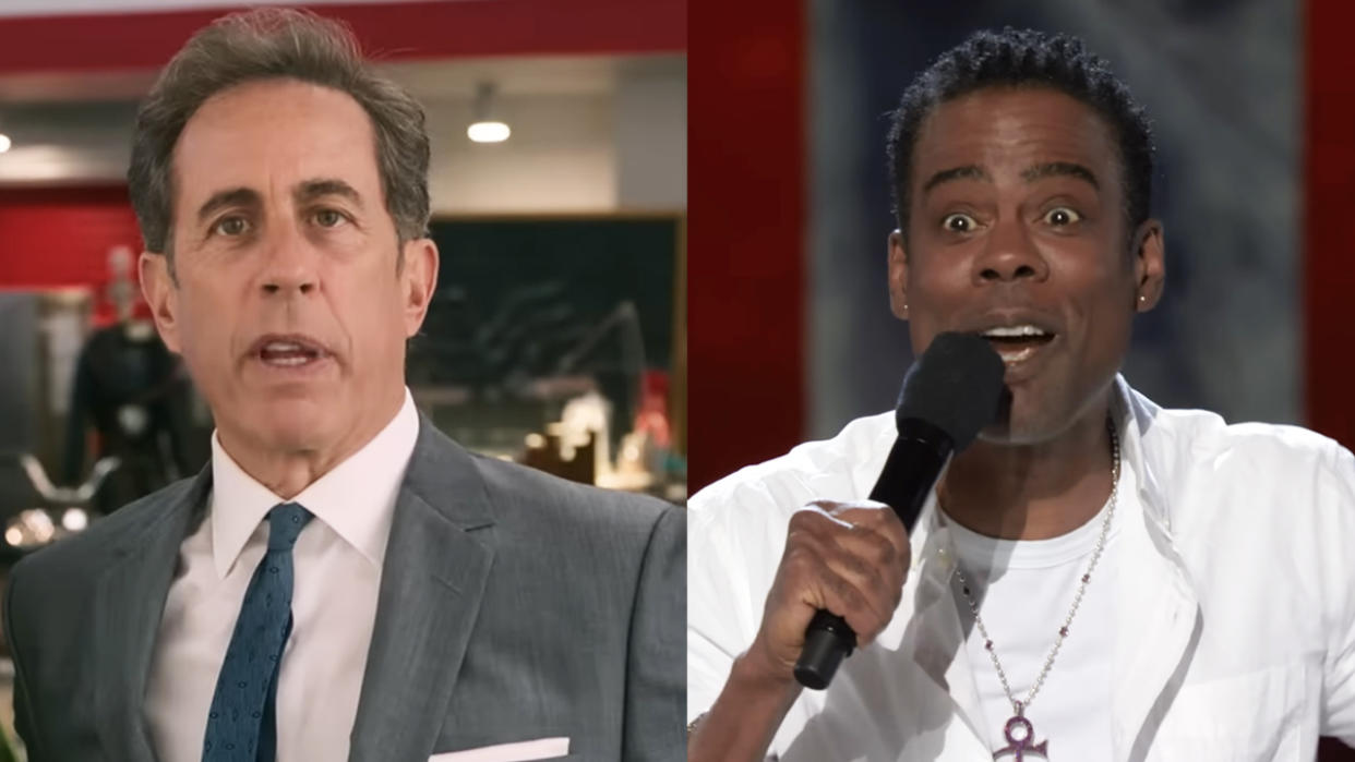  Jerry Seinfeld starring in "Unfrosted" (2024), Chris Rock performing in "Selected Outrage" (2023). 