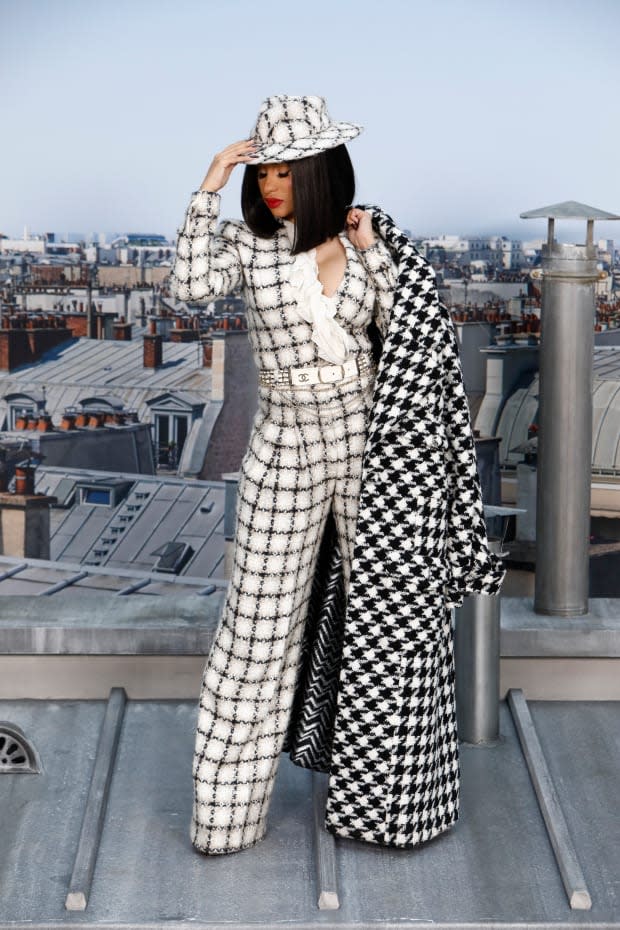 Cardi B at the Chanel Spring 2020 Runway Show. Photo: Julien Hekimian/Getty Images