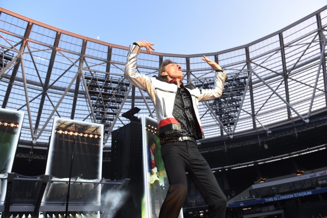 British singer Mick Jagger performs during The Rolling Stones 'No Filter' tour at the London stadium: EPA