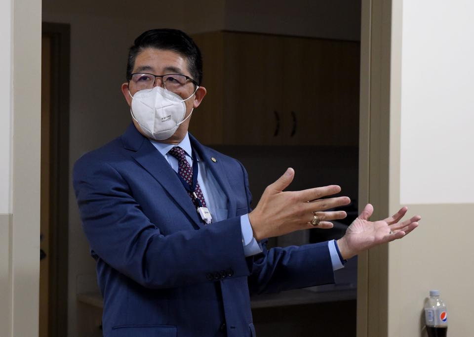 Dr. David Tam, Beebe Healthcare President and CEO, during a tour of the new Rehoboth Surgical Specialty Hospital Monday, March 14, 2022, in Rehoboth Beach, Delaware.