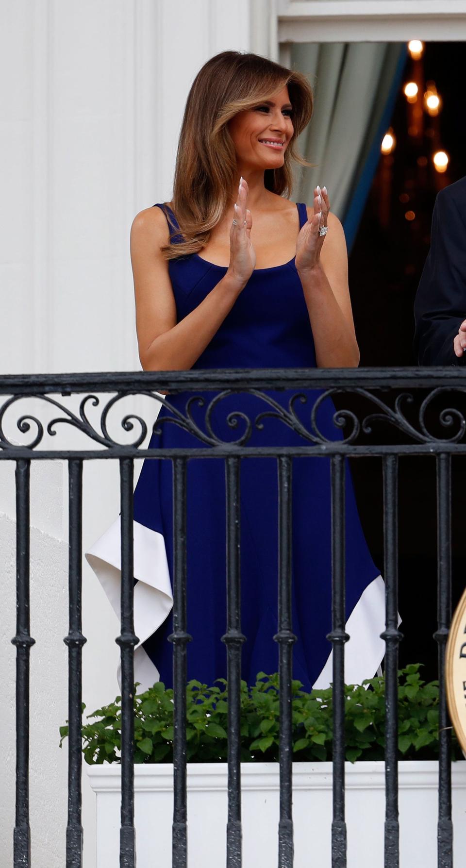 The First Ladies, Melania Trump and Brigitte Macron, brought sophisticated sparkle to the new administration’s first State Dinner.