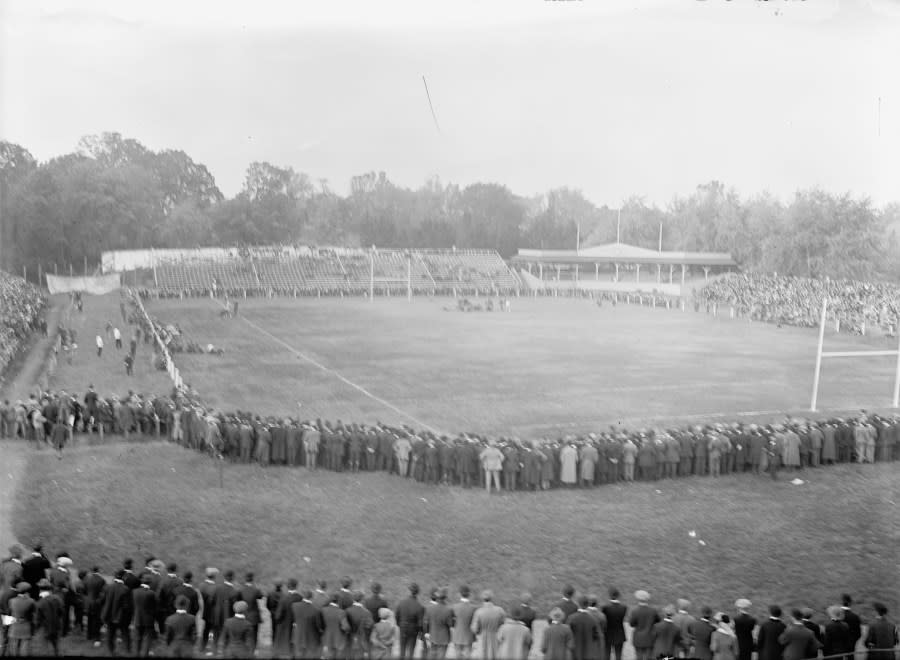 Football – Georgetown-Carlisle Game; Glenn Warner, 1912. Artist Harris & Ewing. (Photo by Heritage Art/Heritage Images via Getty Images)