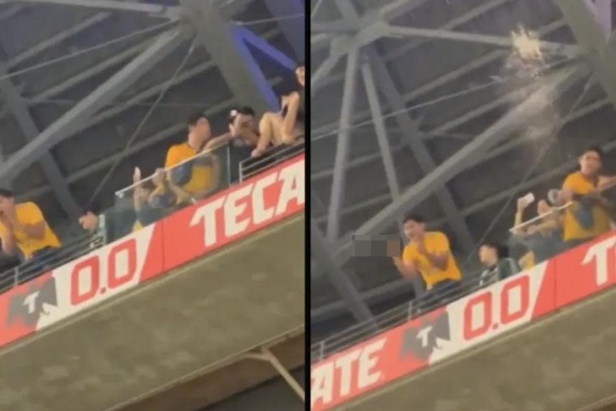VIDEO: Fanático de Tigres se enoja y lanza orines a aficionados del equipo contrario