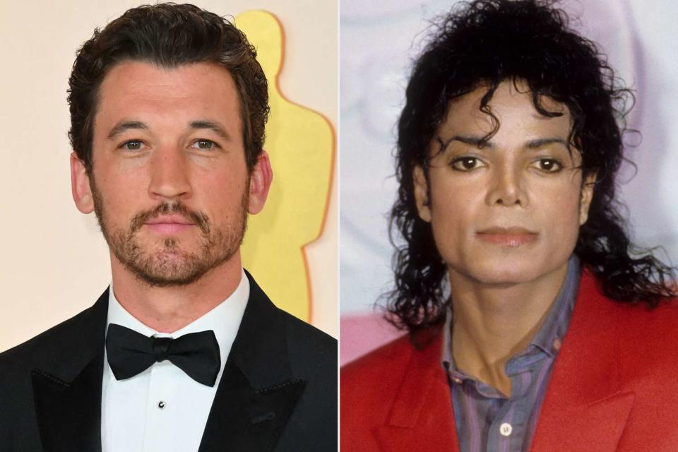 <p>ANGELA WEISS/AFP via Getty; Michael Ochs Archive/Getty</p> Miles Teller and Michael Jackson