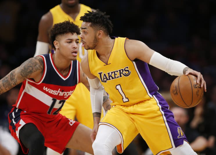 The Lakers dealt D’Angelo Russell in a cap-clearing move. (AP)