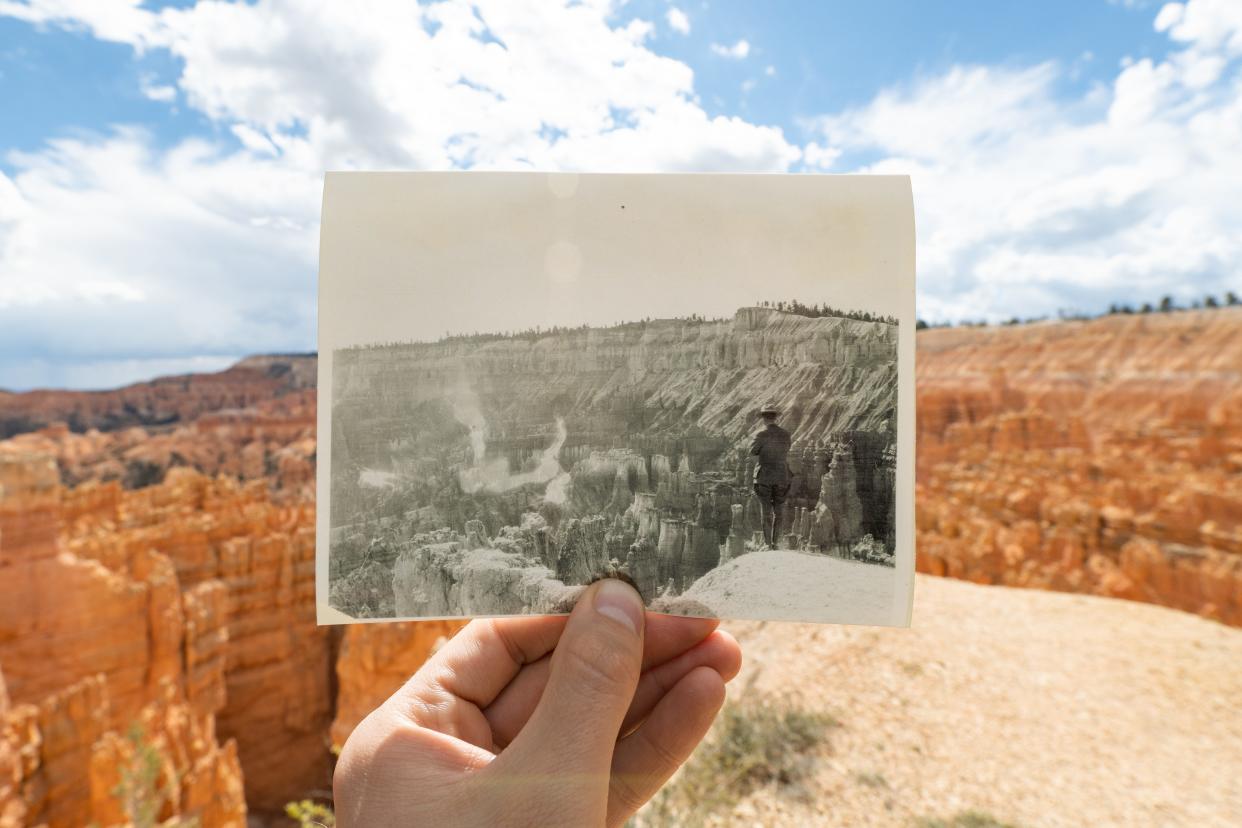 Bryce Canyon National Park is celebrating its 100th anniversary throughout 2023. An archival ranger photo shows what the park looked like early on and how little has changed.