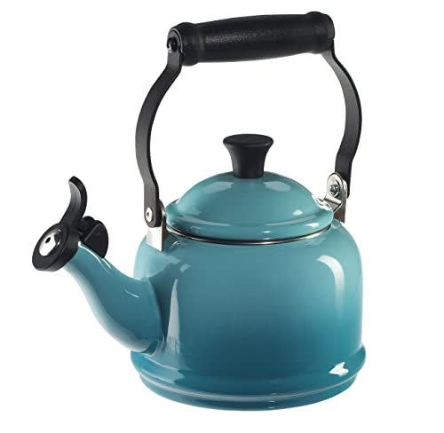 16) Le Creuset Enamel On Steel Demi Tea Kettle, 1.25 qt., Caribbean