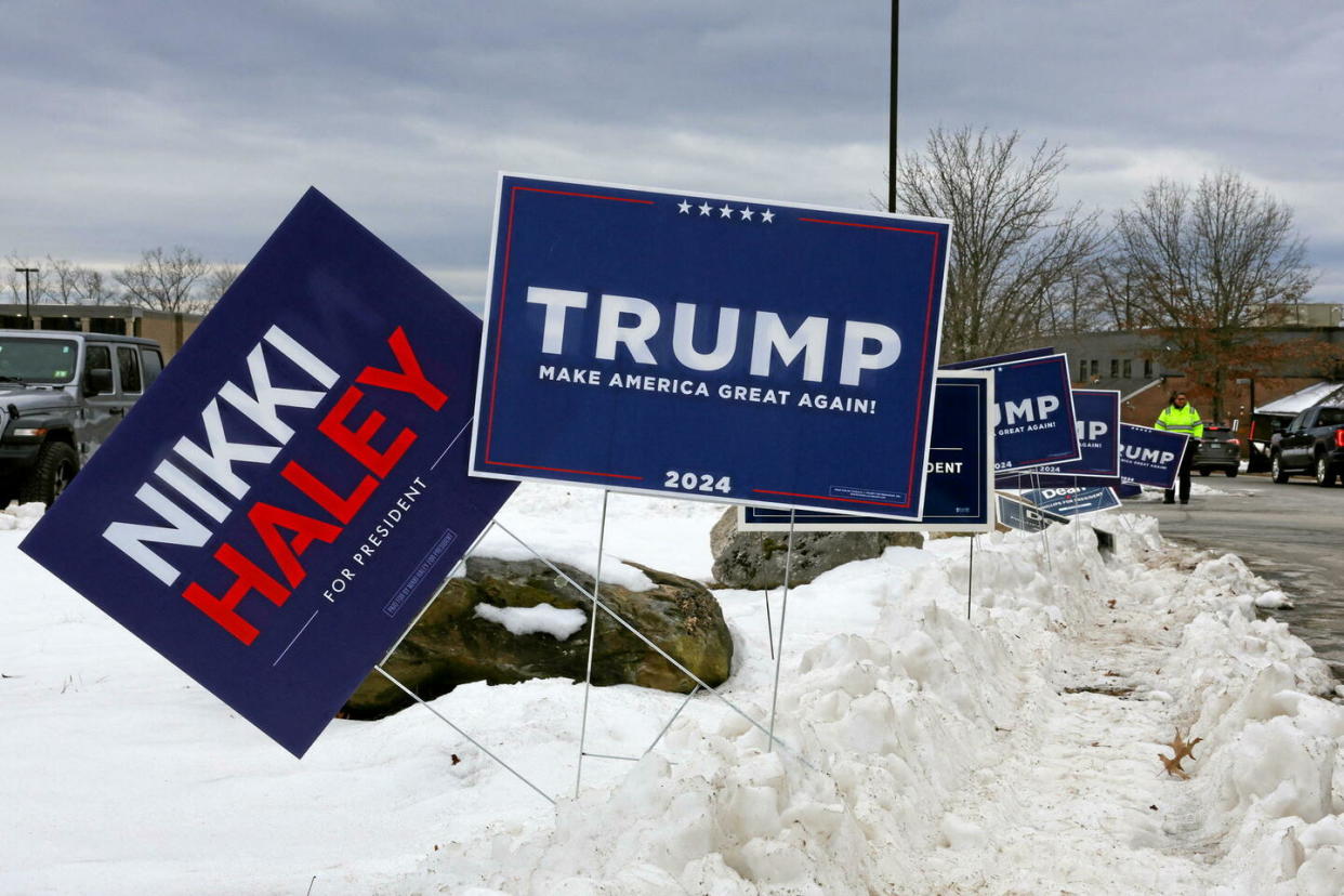 Si Donald Trump semble le candidat le plus crédible côté républicain, Nikki Haley pourrait jouer les trouble-fête.  - Credit:REBA SALDANHA / X07547 / REUTERS