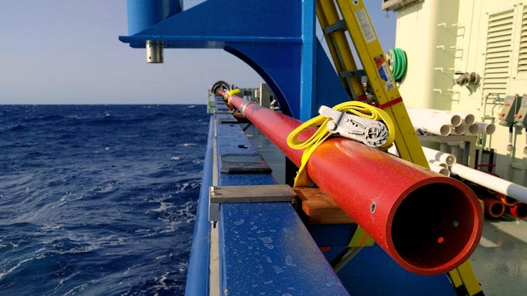 Red tube on side of ship