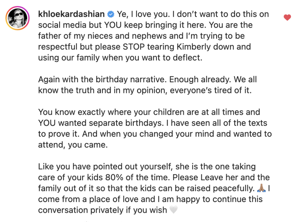 Khloe's response