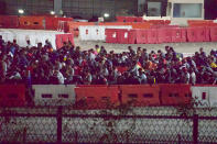 Motorcyclists seen queueing up for customs clearance at the Woodlands Checkpoint on 17 March 2020. (PHOTO: Dhany Osman / Yahoo News Singapore)