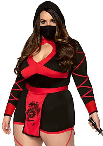 6) Leg Avenue womens Dragon Ninja Adult Sized Costume, Black/Red, 2X US