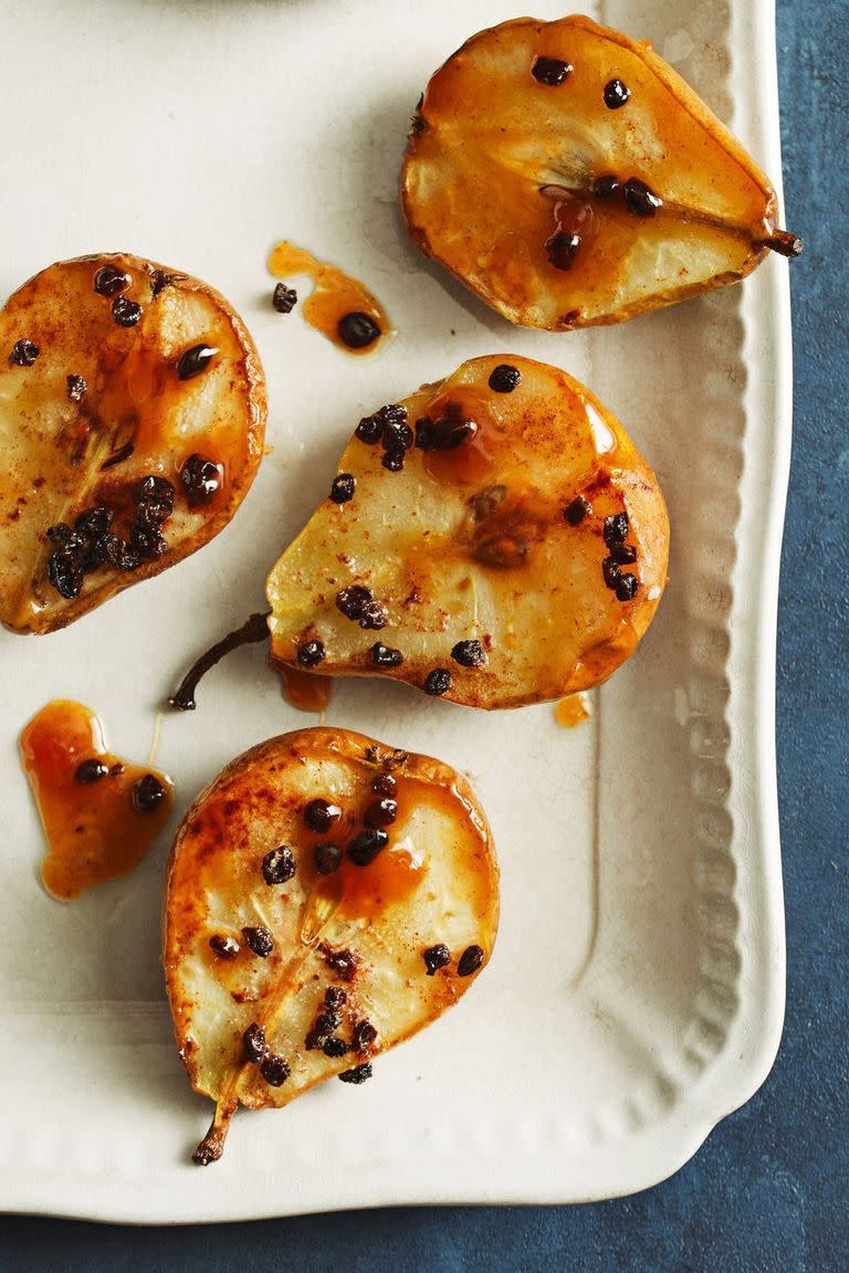 <p>Sorry pies and cakes: Sometimes the perfect fall can be as simple as a perfectly-baked wine-and-sugar glazed-pears.</p><p><em><a href="https://www.goodhousekeeping.com/food-recipes/dessert/a23643792/baked-pear-with-cinnamon-and-currants-recipe/" rel="nofollow noopener" target="_blank" data-ylk="slk:Get the recipe for Baked Pear with Cinnamon and Currants »;elm:context_link;itc:0;sec:content-canvas" class="link ">Get the recipe for Baked Pear with Cinnamon and Currants »</a></em></p>