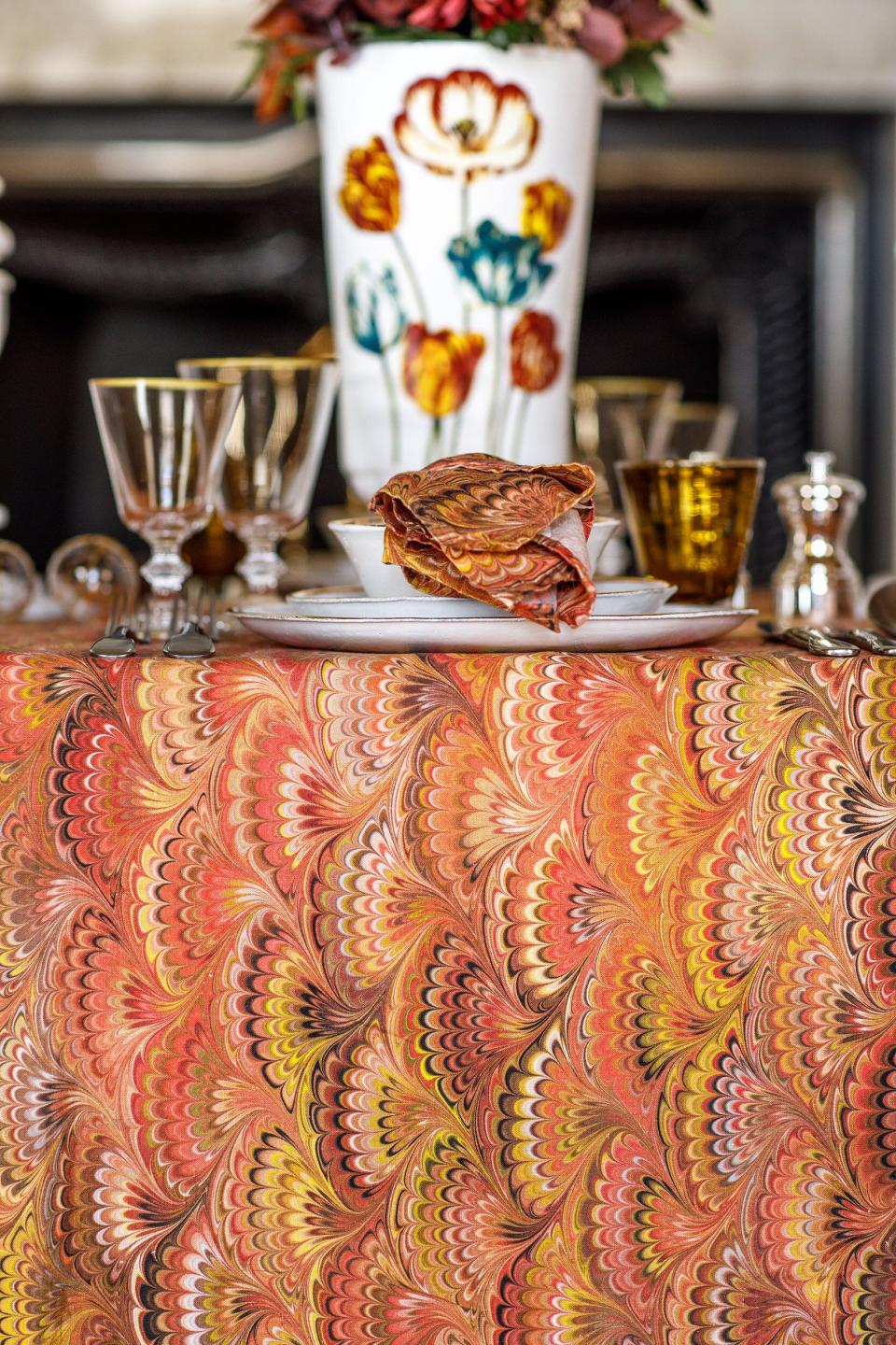 1) Summerrill & Bishop Marble Linen Tablecloth