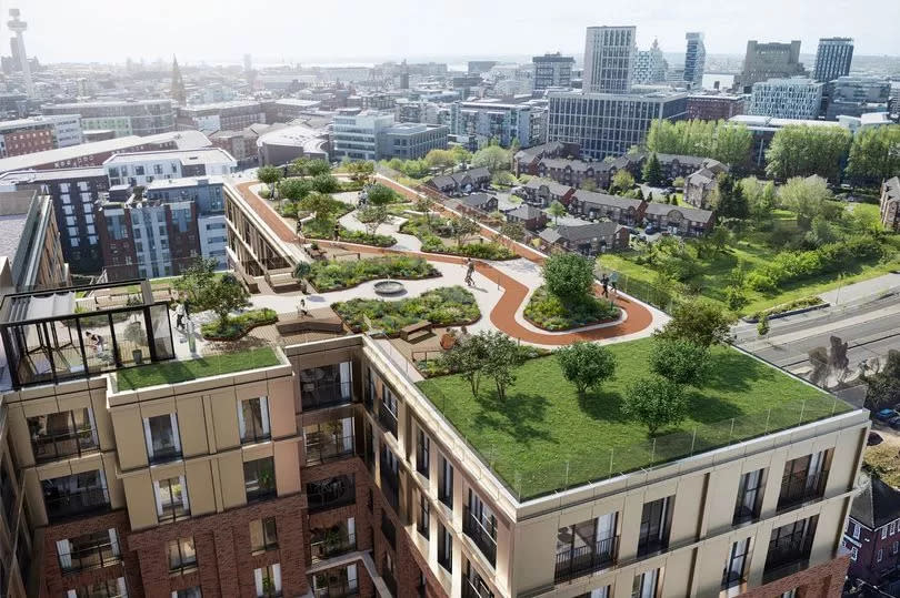 CGI of the development's garden