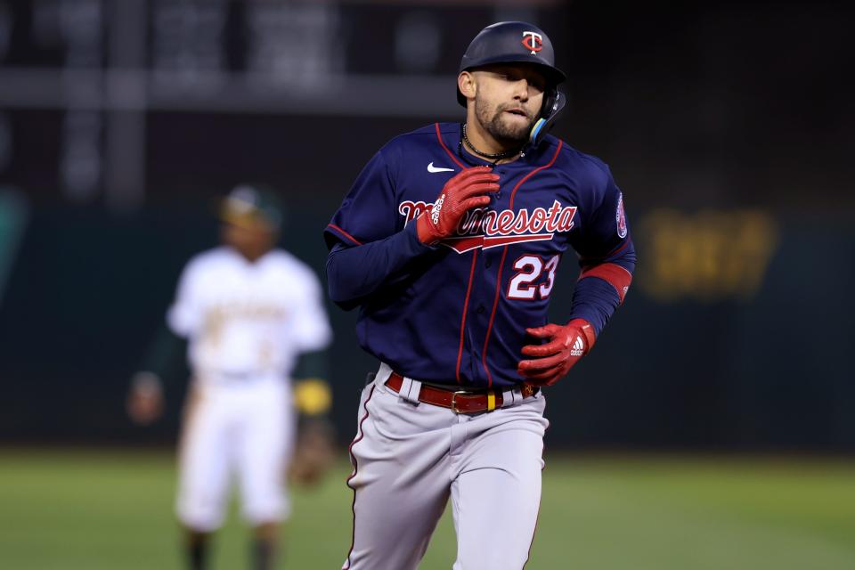 Minnesota Twins' Royce Lewis runs the bases after hitting a home run against the Oakland Athletics during the fifth inning of a baseball game in Oakland, Calif., Tuesday, May 17, 2022. (AP Photo/Jed Jacobsohn)