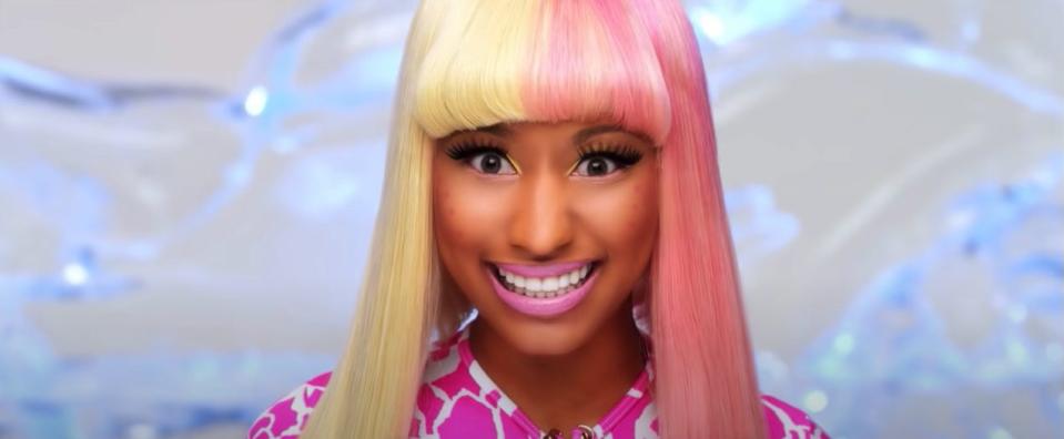 Nicki Minaj sings in "Super Bass" from her album "Pink Friday."
