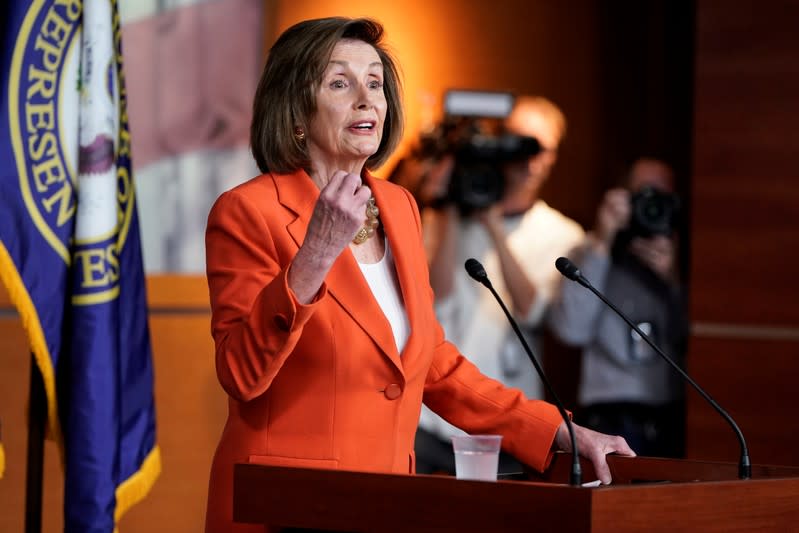 Speaker of the House Nancy Pelosi (D-CA) speaks ahead of a House vote authorizing an impeachment inquiry into U.S. President Trump in Washington