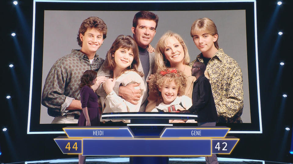 Heidi and Gene competing on Fox's The Floor, attemping to identify an image of the Growing Pains cast