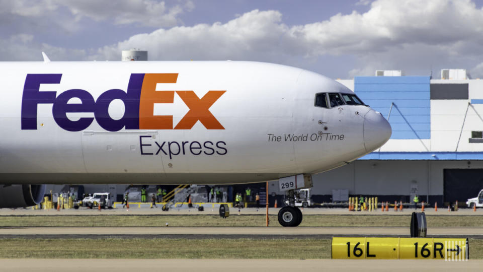 <em>FedEx is merging the Express and Ground organizations. Planes will gradually be repainted without the Express identifier. (Photo: Jim Allen/FreightWaves) </em>