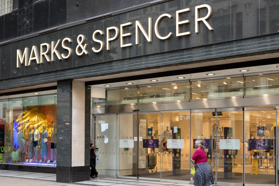 LONDON, UNITED KINGDOM - 2021/06/22: Marks & Spencer logo is seen at one of their stores on Oxford Street in London. (Photo by Belinda Jiao/SOPA Images/LightRocket via Getty Images)