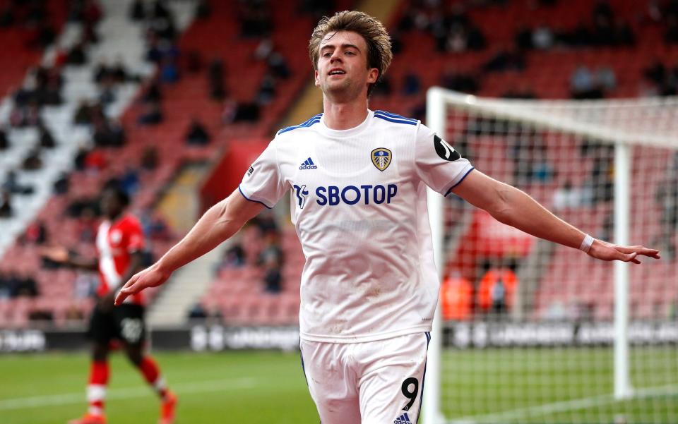 Leeds United's Patrick Bamford celebrates scoring their side's first goal of the game during the Premier League match at St Mary's Stadium, Southampton. Picture date: Tuesday May 18, 2021 - PA/Frank Augstein 