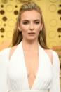 British actress Jodie Comer wears a white Tom Ford gown to the Emmys
