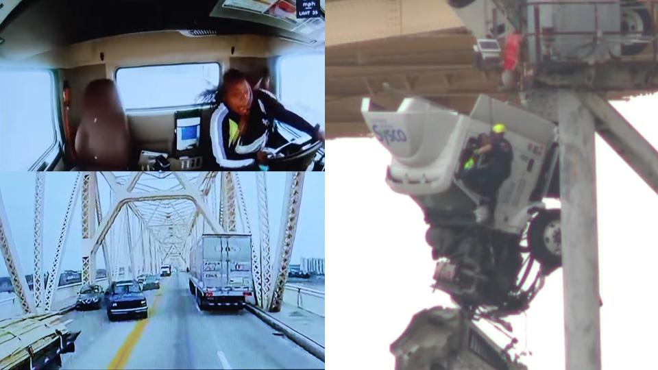 New Dashcam Video Shows Crash That Sent Semi Truck Dangling Over a River photo