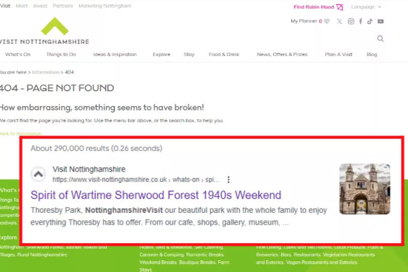 The promotion of the event appears to have been removed from the Visit Nottinghamshire website