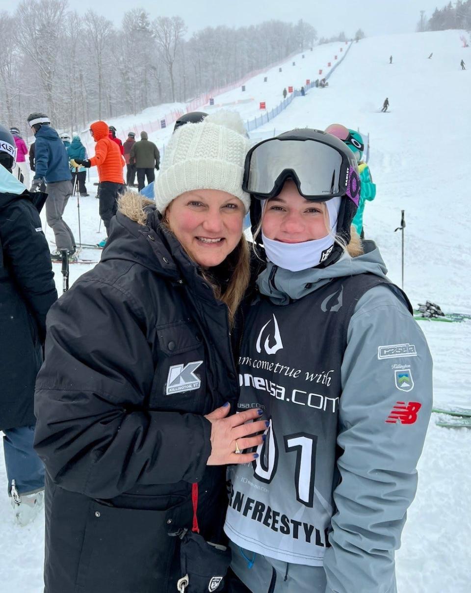 Eden Kruger, a Hopewell Junction teen, poses alongside her mother, Lee Kruger, during a skiing competition.