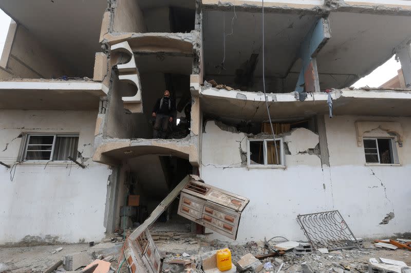 Aftermath of Israeli strikes, amid the ongoing conflict between Israel and the Palestinian Islamist group Hamas, in Rafah in the southern Gaza Strip