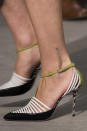 <p><i>White, green, and black strap heels from the SS18 Jason Wu collection. (Photo: ImaxTree) </i></p>