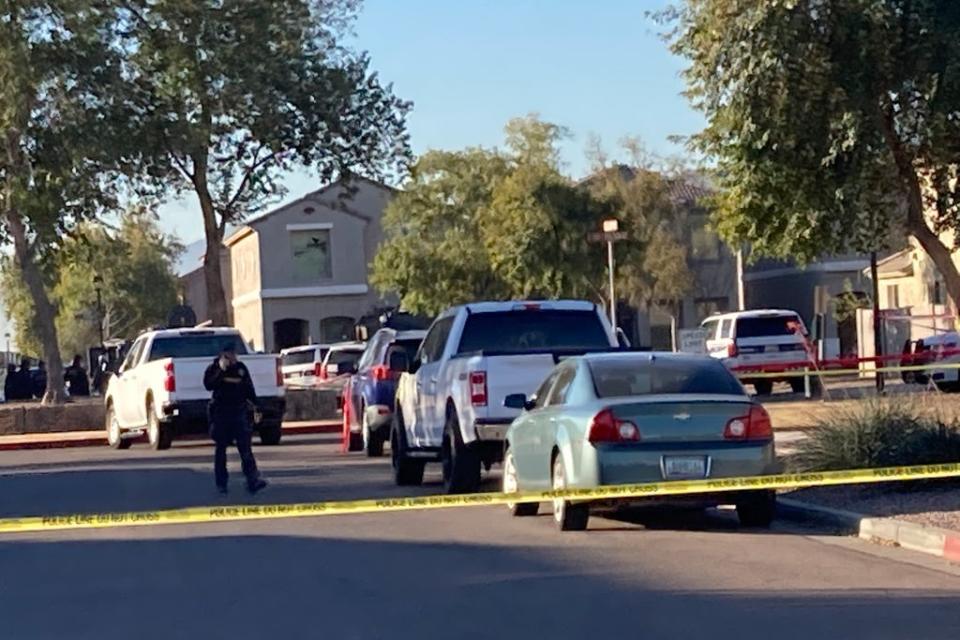 Police tape cordoning off the scene of the shootout in Phoenix (Copyright 2022 The Associated Press. All rights reserved)