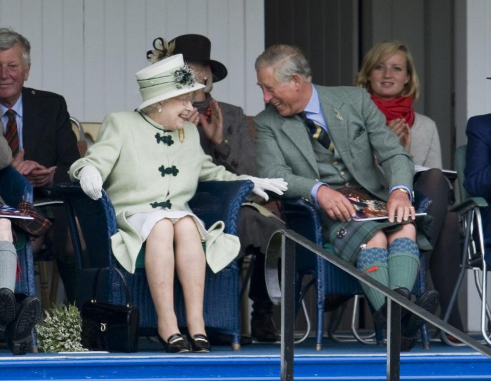 Prince Charles and Queen Elizabeth at the Braemar Highland Gathering in Scotland in 2010
