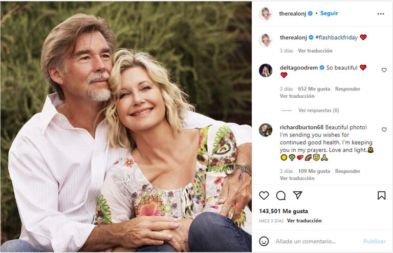 El último posteo de Olivia Newton-John (Foto: Instagram @therealonj)