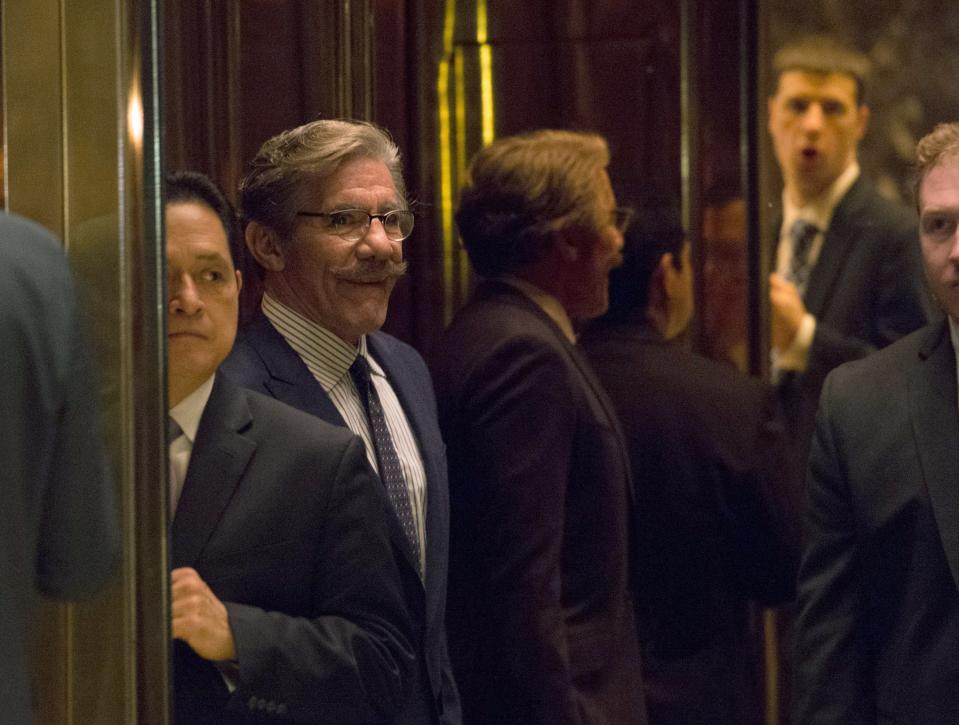 <p>Geraldo Rivera arrives for a meeting with President-elect Donald Trump AT Trump Tower on January 13, 2017 in New York.</p> (Photo by BRYAN R. SMITH/AFP via Getty Images)