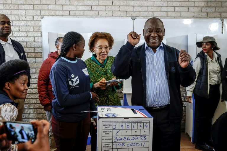 South African President Cyril Ramaphosa's African National Congress party won the most votes at this week's general election, but if he is to be re-elected by parliament he will need to win over MPs from other parties (PHILL MAGAKOE)