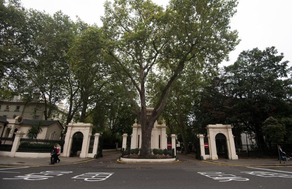 The entrance to Kensington Palace Gardens (Hannah McKay/PA) (PA Archive)