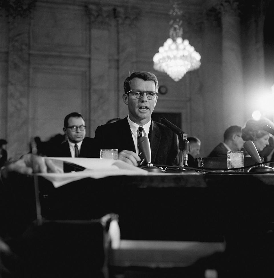 Minister of Justice Robert Kennedy hearing by Senate commission about the organized crime and the Cosa Nostra in United States and Canada in September 30, 1963 in Washington DC, United States.<span class="copyright">Keystone-France-Getty Images</span>