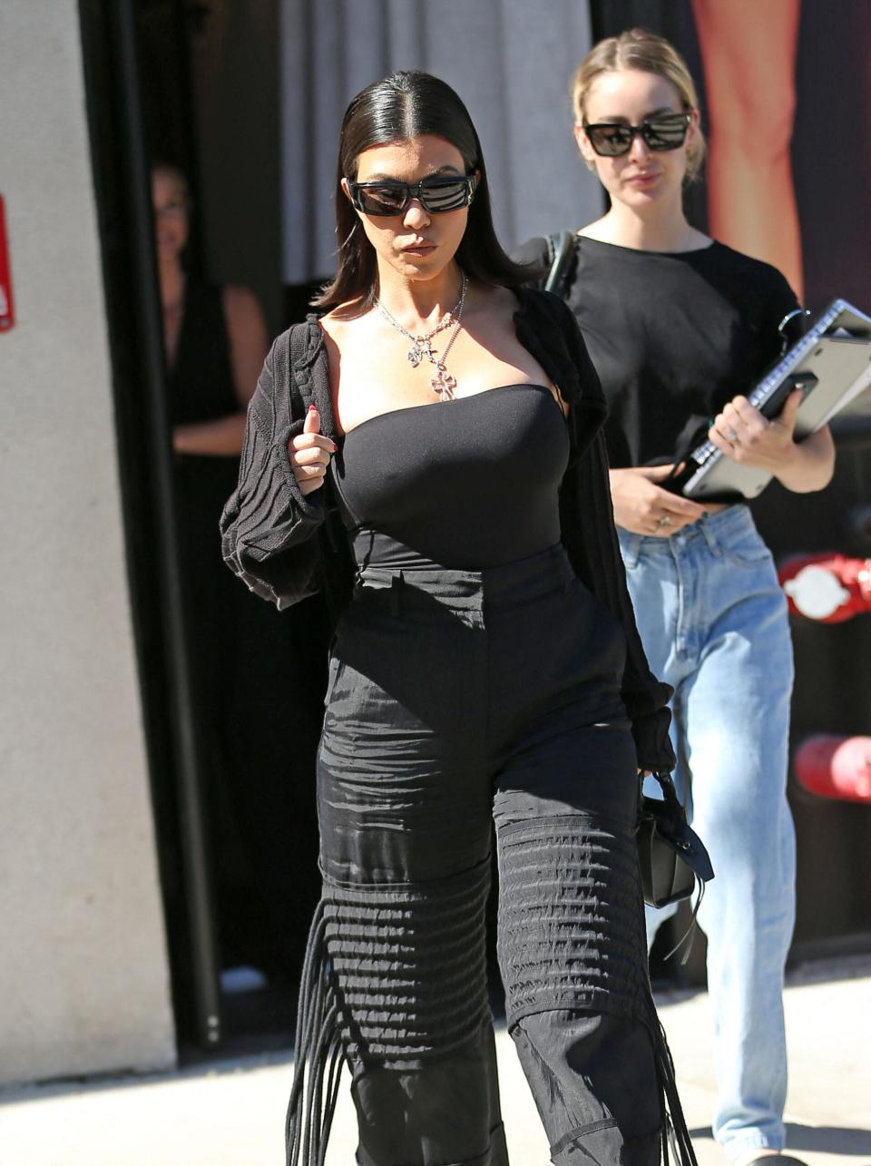 Kourtney Kardashian is seen leaving boohoo on Melrose place