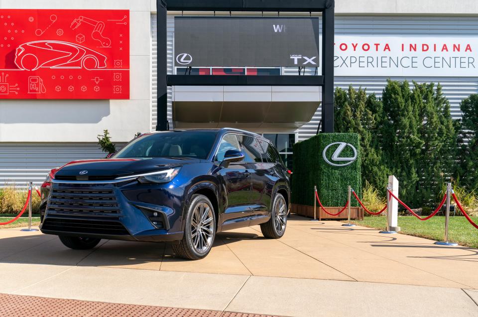 The 2024 Lexus TX, a three-row luxury SUV, was unveiled during a celebration event at the Toyota Indiana Experience Center in Princeton, Ind., Thursday, Nov. 9, 2023. The TX is the first Lexus SUV assembled at Toyota Indiana and in the United States.