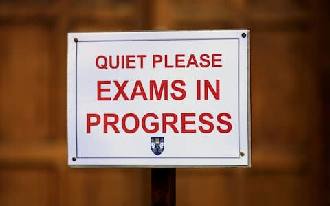 Exams in progress sign - Credit: PA